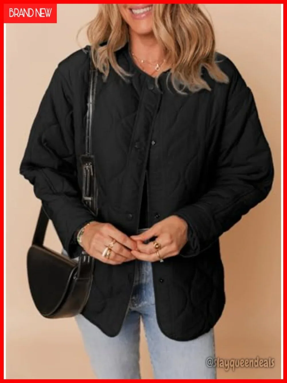 Womens Quilted Lightweight Puffer Jacket Button Down Padded Outwear With Pockets